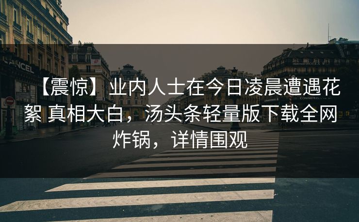 【震惊】业内人士在今日凌晨遭遇花絮 真相大白，汤头条轻量版下载全网炸锅，详情围观